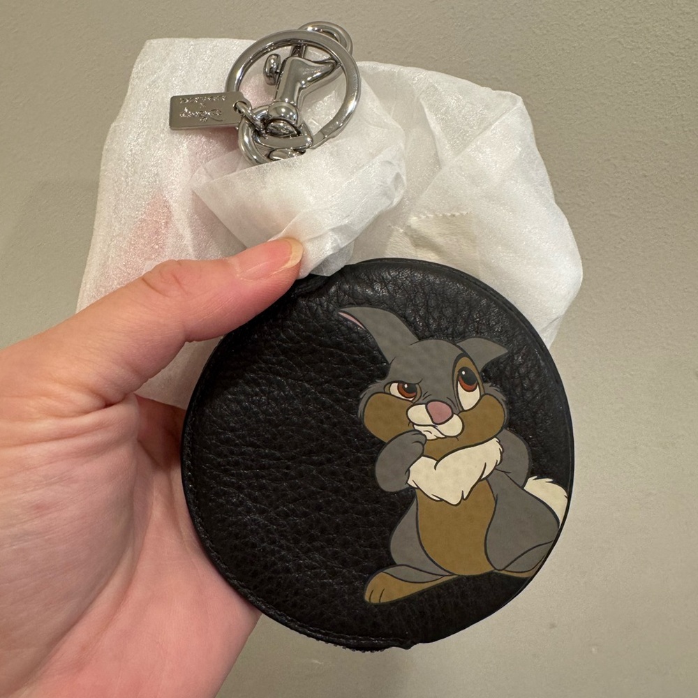 NEW Disney X Coach Circular Coin Pouch Bag Charm With Disney Motif